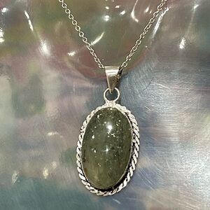 New Tourmalinated Quartz Gemstone Pendant Sterling Silver Necklace